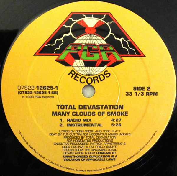 Total Devastation : Many Clouds Of Smoke (12")
