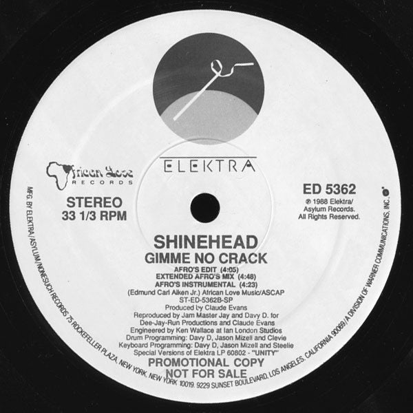 Shinehead : Gimme No Crack (12", Promo)