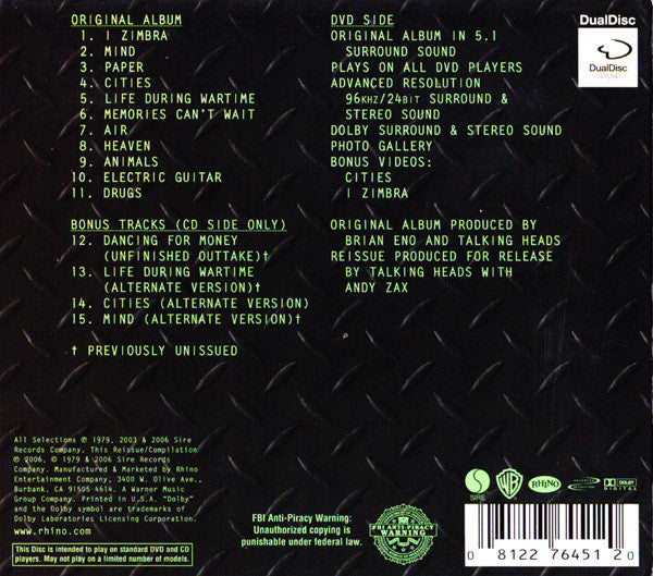 Talking Heads : Fear Of Music (Hybrid, DualDisc, Album, RE, RM, Multichannel)