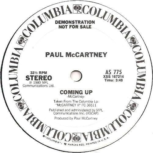 Paul McCartney : Coming Up (12", Promo)