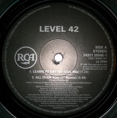 Level 42 : Learn To Say No (12")