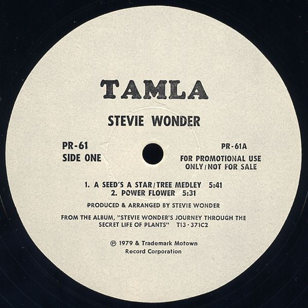 Stevie Wonder : A Seed's A Star / Tree Medley (12", Promo, Smplr)