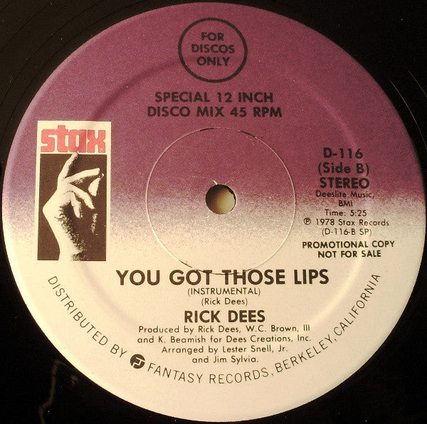Rick Dees : You Got Those Lips (12", Promo)