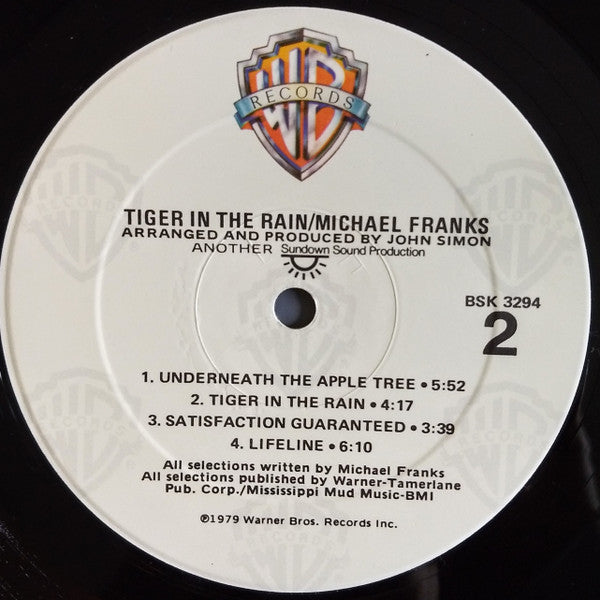 Michael Franks : Tiger In The Rain (LP, Album, RP, Win)