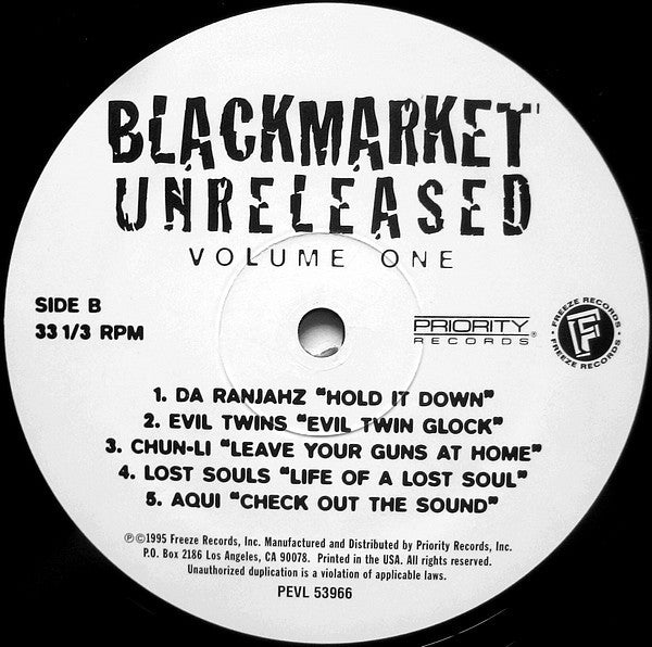 Various : Blackmarket Unreleased Volume One (LP, Comp)