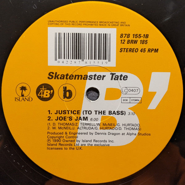 Skatemaster Tate : Justice (To The Bass) (12")