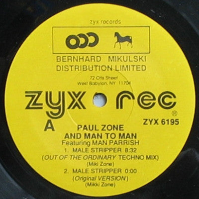 Paul Zone And Man To Man* Featuring Man Parrish : Male Stripper / Action! (12", Single)