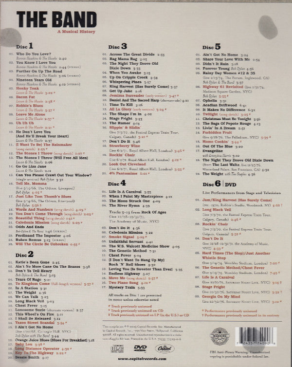 The Band : A Musical History (5xCD, RM + DVD-V, NTSC + Box, Comp)