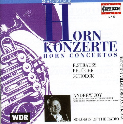the album cover for ANDREW JOY - Horn Concertos