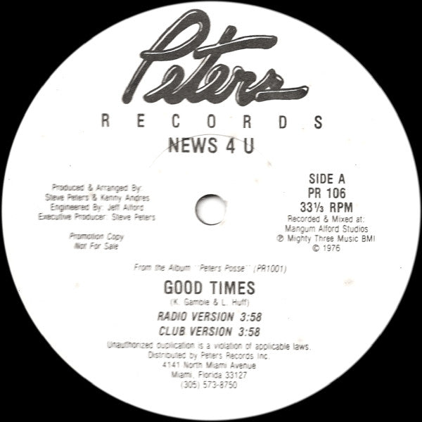 News 4 U : Good Times (12", Promo)