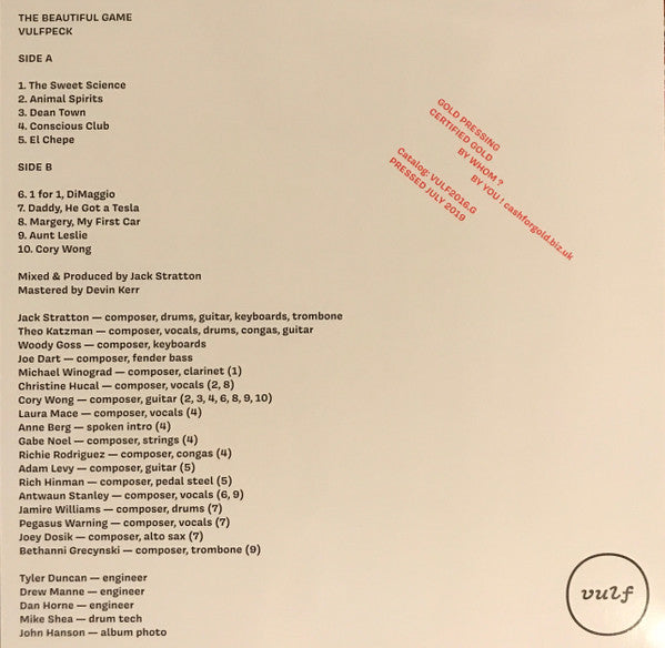 Vulfpeck : The Beautiful Game (LP, Album, RE, RM, Gol)