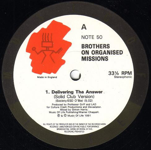 Brothers On Organised Missions : Delivering The Answer (12")