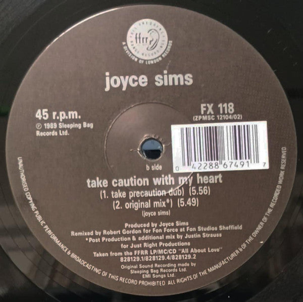 Joyce Sims : Take Caution With My Heart (12", Single)