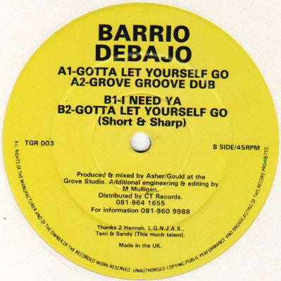 Barrio Debajo : Gotta Let Yourself Go (12")