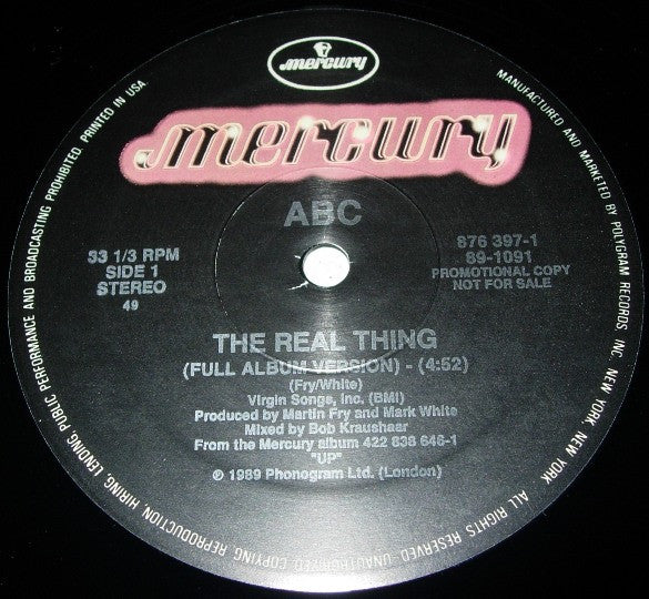 ABC : The Real Thing (12", Single, Promo, 49)