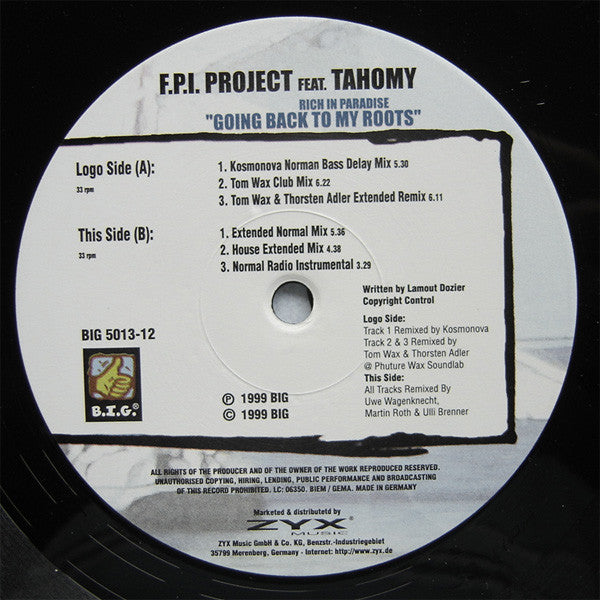 FPI Project Feat. Tahomy : Rich In Paradise (12", Maxi)