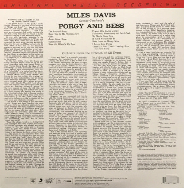 Miles Davis : Porgy And Bess (2x12", Album, Ltd, Num, RE, RM, Gat)