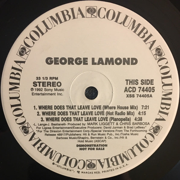 George LaMond : Where Does That Leave Love (12", Promo)