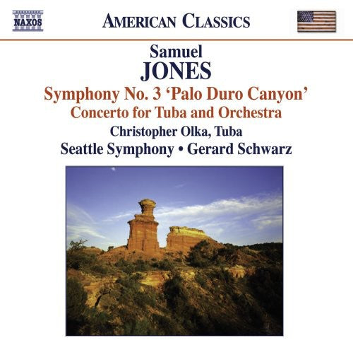 the album cover for Gerard Schwarz - Symphony No. 3 Palo Duo Canyon / Concerto for Tuba