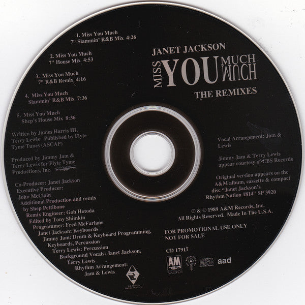 Janet Jackson : Miss You Much (The Remixes) (CD, Single, Promo)