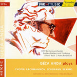 the album cover for Geza Anda - Plays Chopin Rachmaninoff Schumann Brahms
