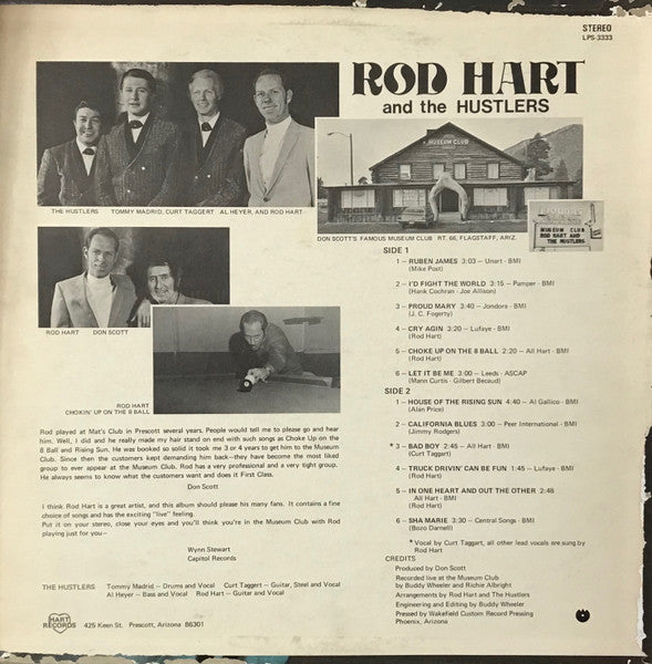 Rod Hart (2) and The Hustlers (19) : Live At Don Scott's Museum Club (LP)