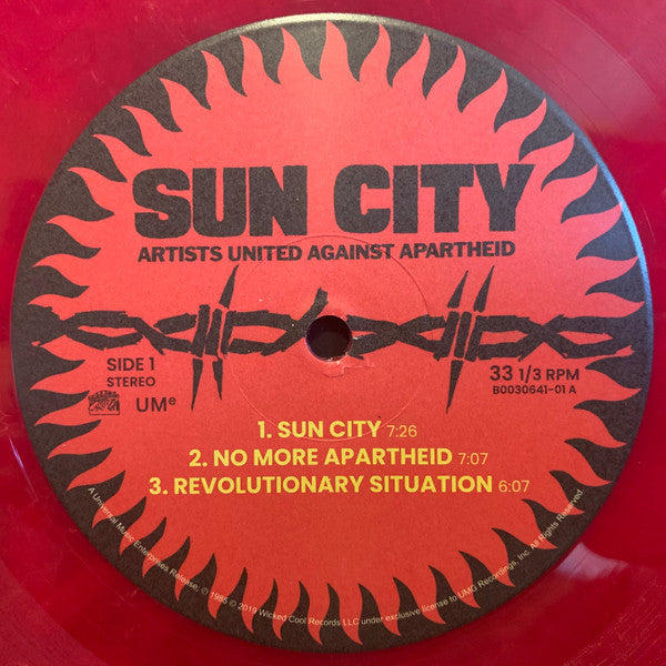 Artists United Against Apartheid : Sun City (LP, Album, Ltd, RE, RM, Red)