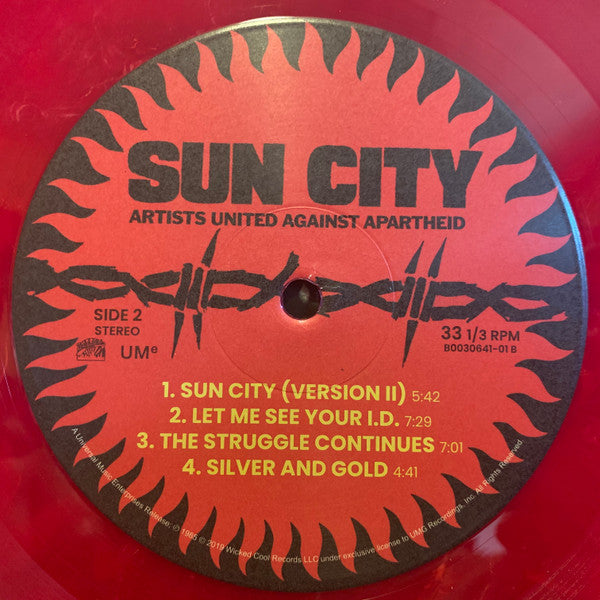 Artists United Against Apartheid : Sun City (LP, Album, Ltd, RE, RM, Red)
