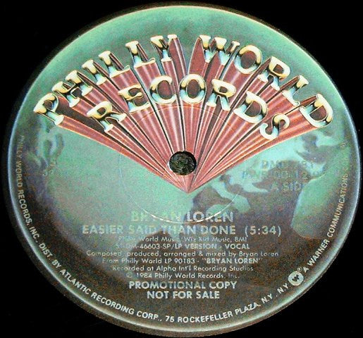 Bryan Loren : Easier Said Than Done (12", Promo)