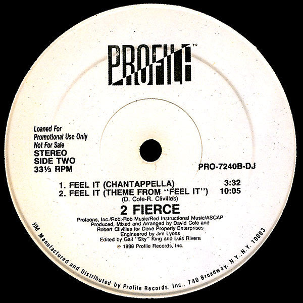 2 Fierce (2) : Feel It (12", Promo)