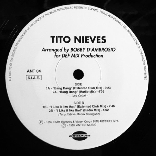 Tito Nieves : Bang Bang / I Like It Like That(12")