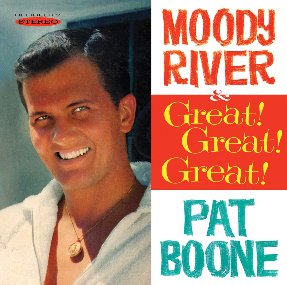 the album cover for Pat Boone - Moody River and Great! Great! Great!
