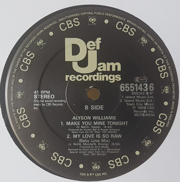 Alyson Williams : I Need Your Lovin' (Extended Remix) (12")