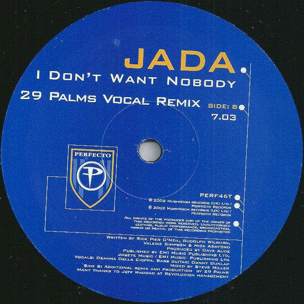 Jada : I Don't Want Nobody (12", Maxi)