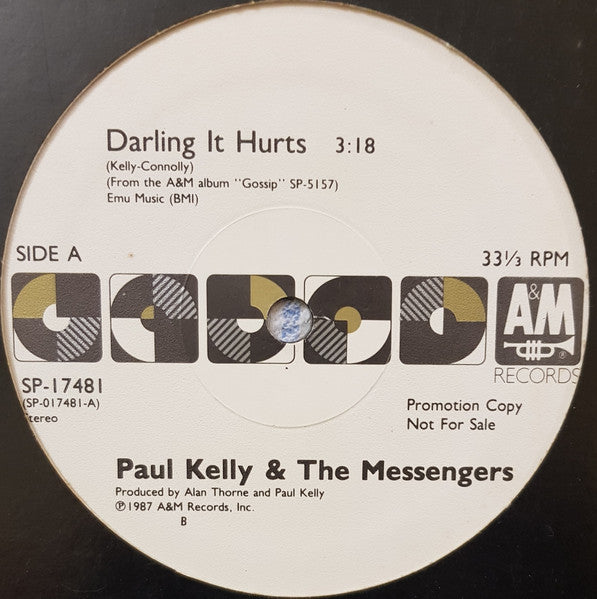 Paul Kelly And The Messengers : Darling It Hurts (12", Single, Promo)