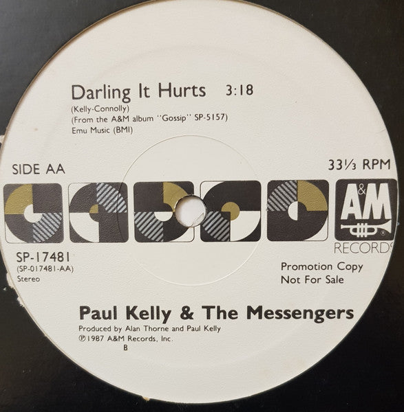 Paul Kelly And The Messengers : Darling It Hurts (12", Single, Promo)