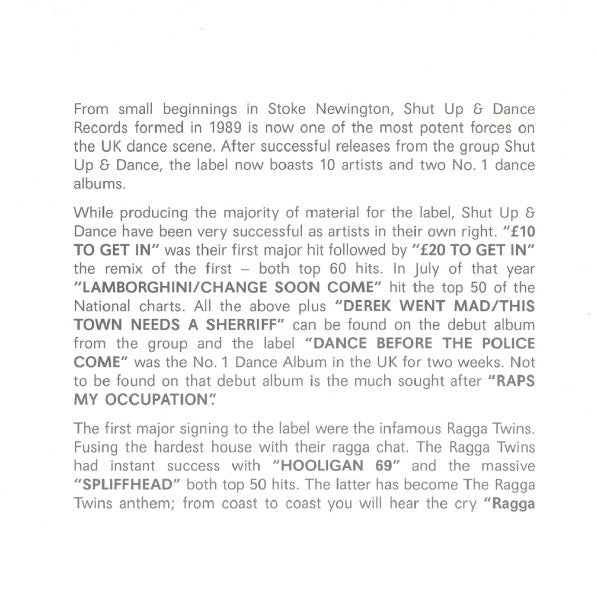 Various : "Shut Up And Dance" (CD, Comp)