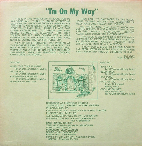 Pat O'Brennan : On My Way! O'Brennan: Live At The Bounty (LP, Album)