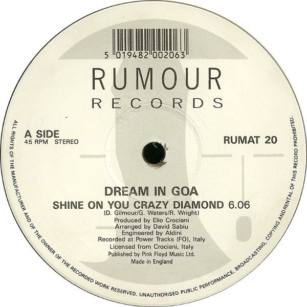 Dream In Goa : Shine On You Crazy Diamond (12")