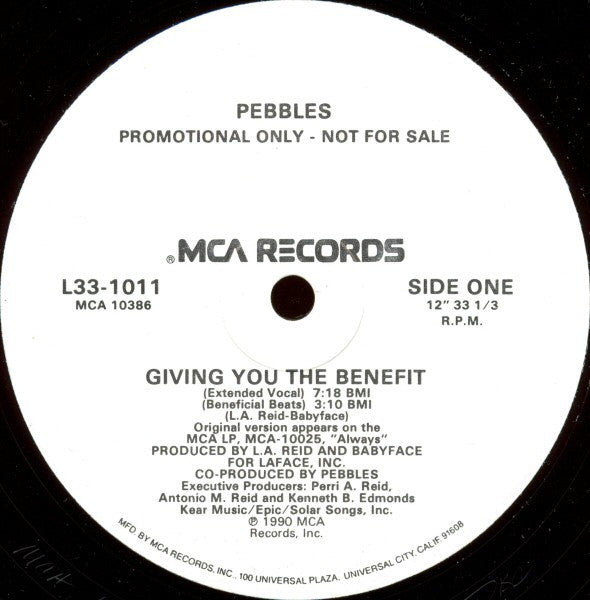 Pebbles : Giving You The Benefit (12", Promo)