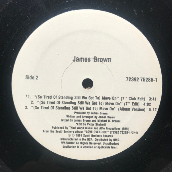 James Brown : (So Tired Of Standing Still We Got To) Move On (12", Promo)