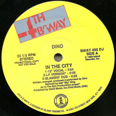 Dino (2) : In The City (12", Promo)