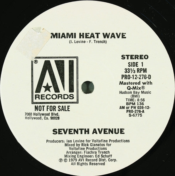Seventh Avenue : Miami Heat Wave (12", Single, Promo)