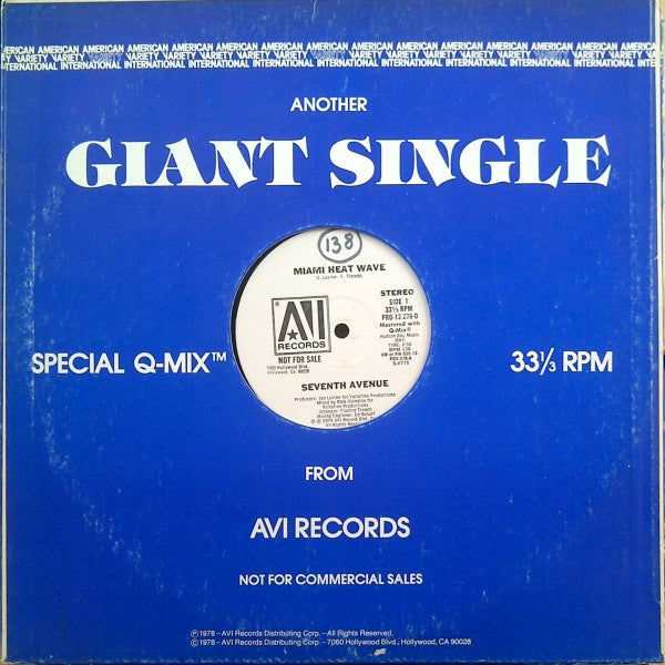 Seventh Avenue : Miami Heat Wave (12", Single, Promo)