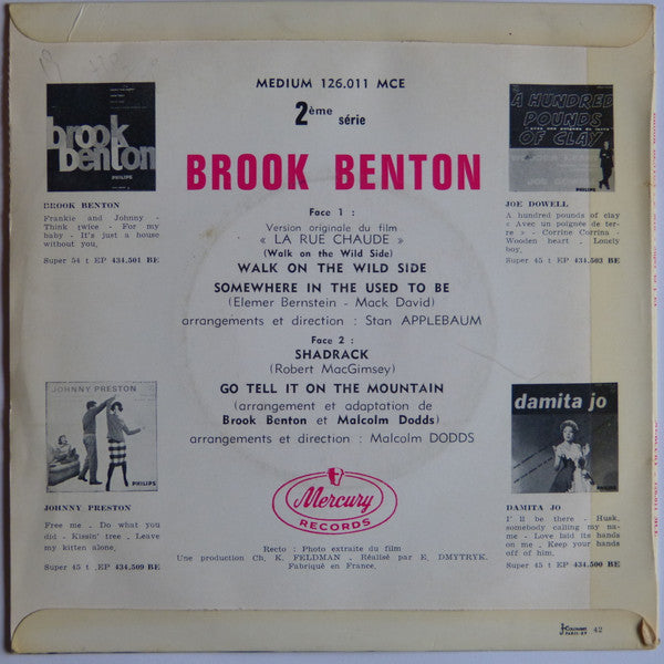 Brook Benton : Walk On The Wild Side (Du Film Columbia ''La Rue Chaude'') (7", EP)
