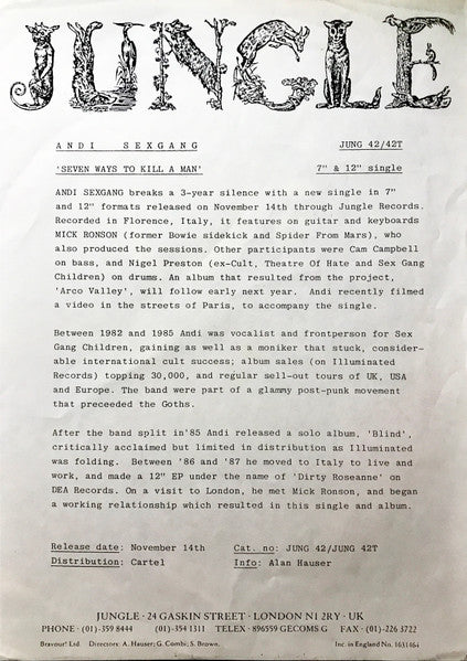 Andi Sexgang* : Seven Ways To Kill A Man (12")