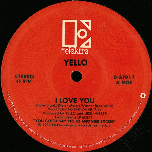 Yello : I Love You (Extended Dance Version) (12", Single, AR )