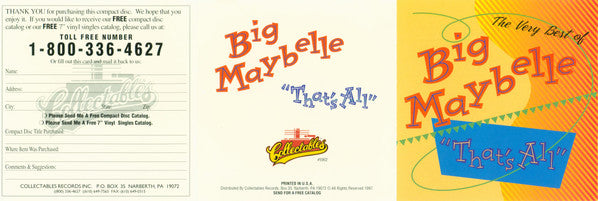 Big Maybelle : The Very Best Of Big Maybelle "That's All" (CD, Album, Comp)