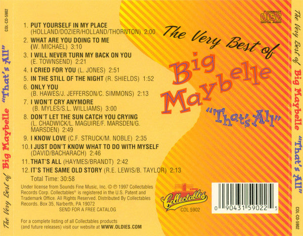 Big Maybelle : The Very Best Of Big Maybelle "That's All" (CD, Album, Comp)