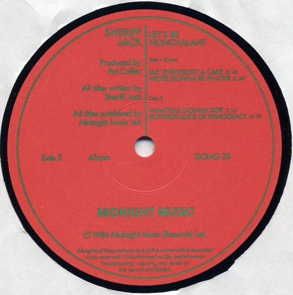 Sheriff Jack : Let's Be Nonchalant (12")